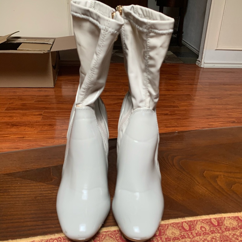 Gray latex heels!